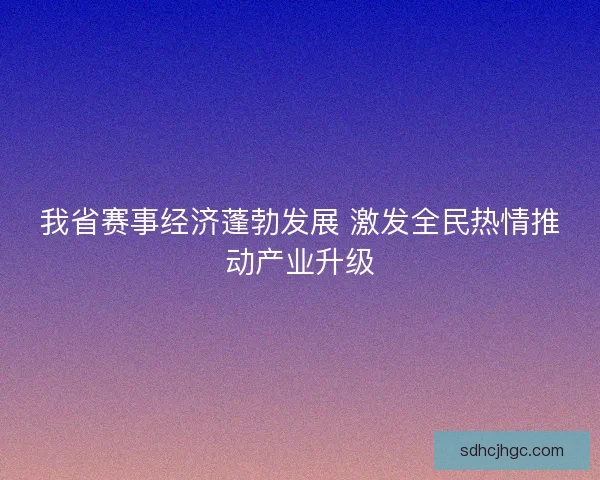 我省赛事经济蓬勃发展 激发全民热情推动产业升级