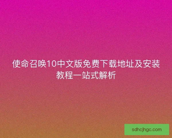 使命召唤10中文版免费下载地址及安装教程一站式解析